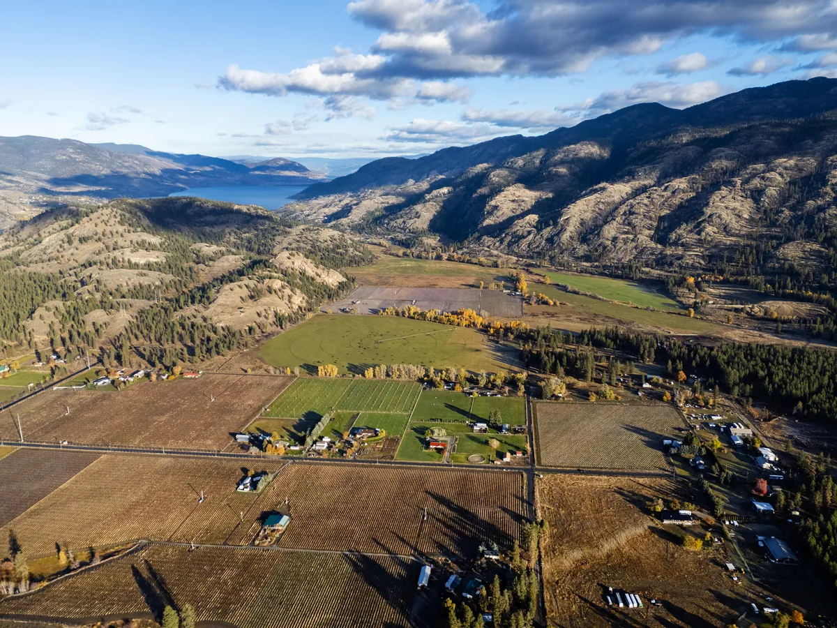 Overhead of Skaha Bluffs and Skaha Lake, taken by Isaac.