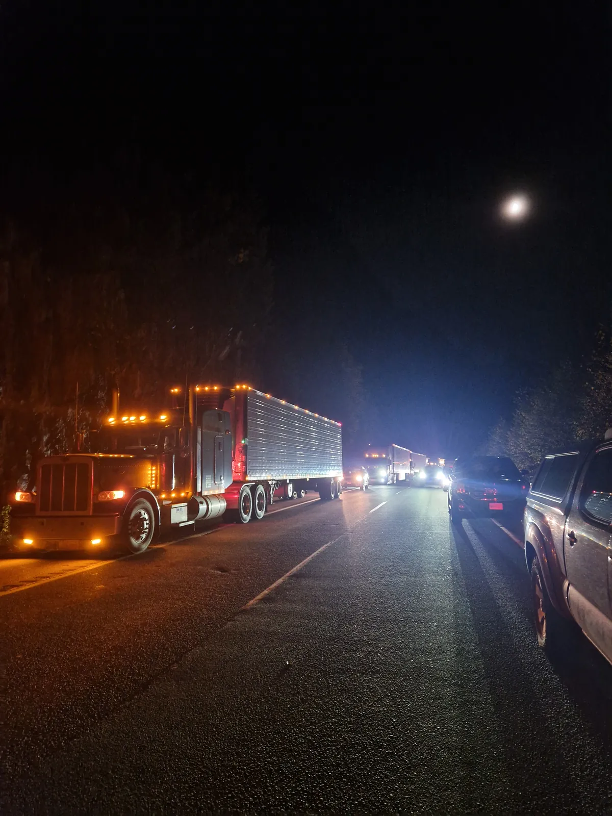 Standstill on the highway to Hope, BC.