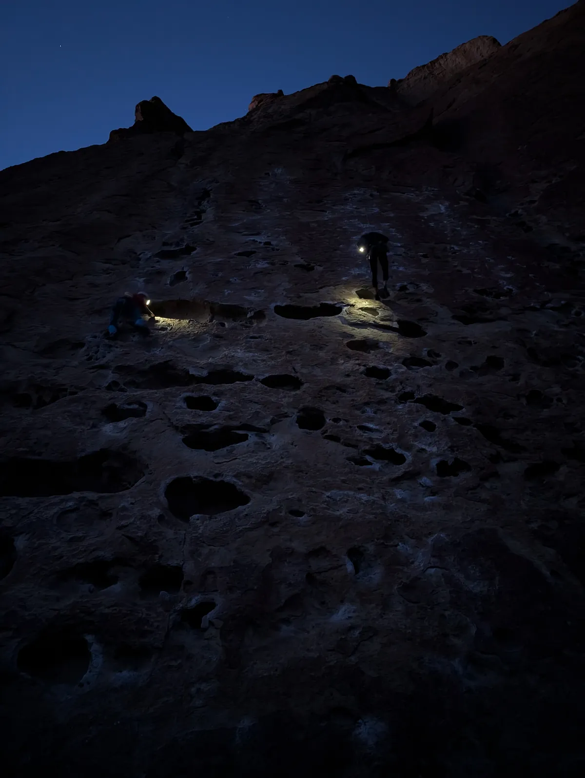 Climbing until sunset at Morning Glory Wall.