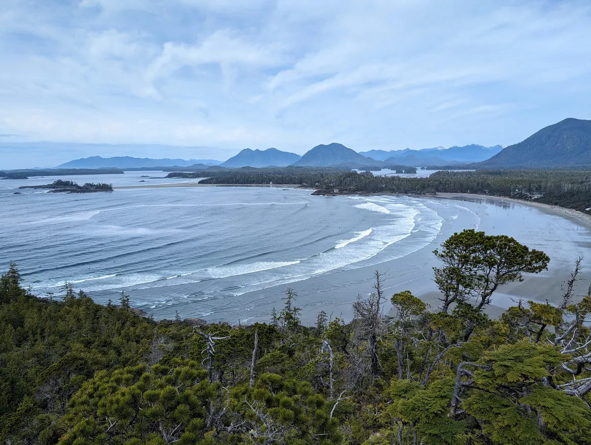 Cox Bay beach viewed from the lookout point on the hike to the south.