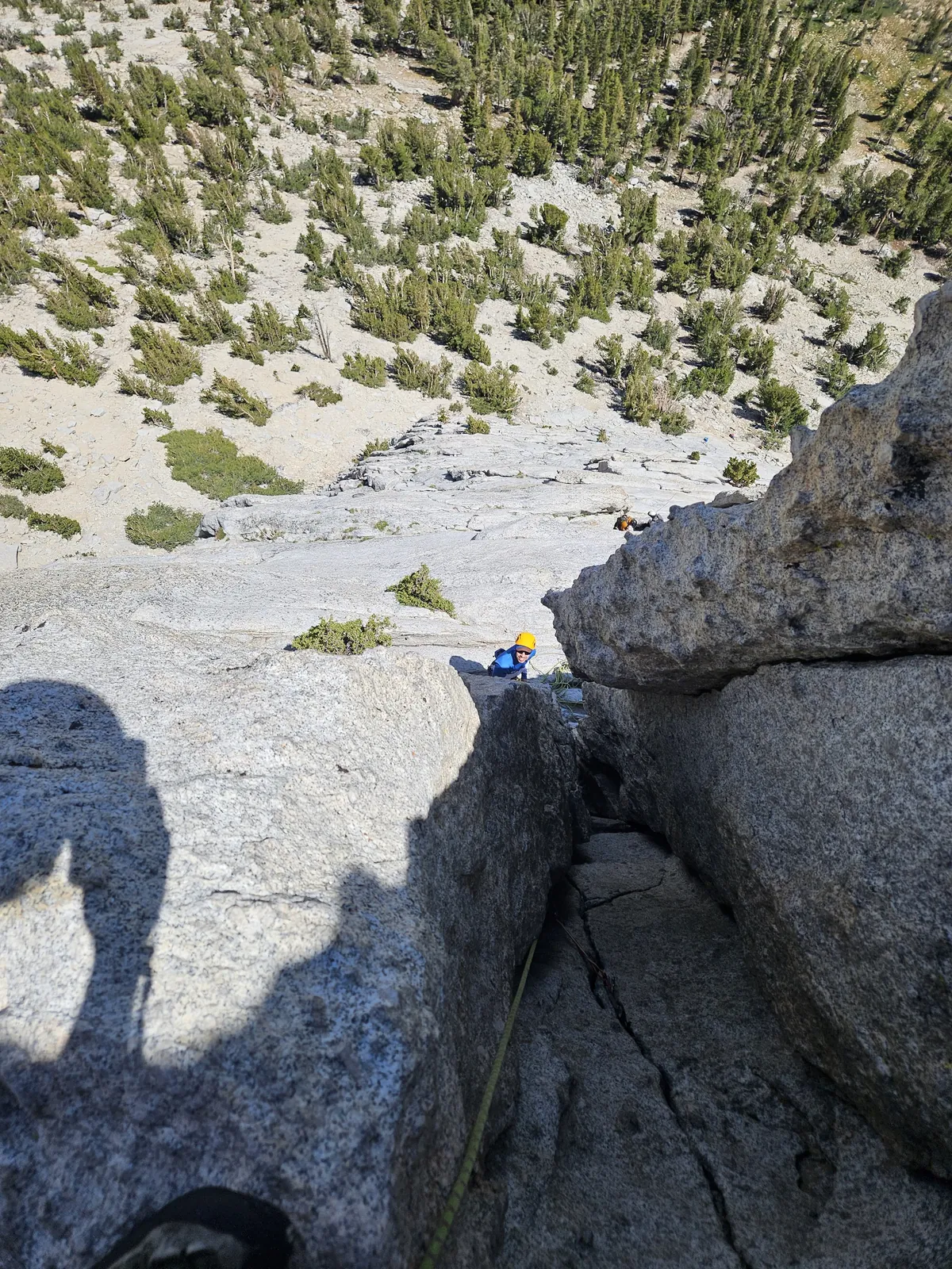 View down the chimney pitch.